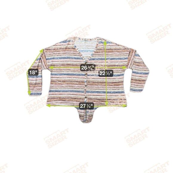 One World XL Striped Button-Up Tie Waist Crop Sweater Top Multicolor Knit Womens - Picture 5 of 5
